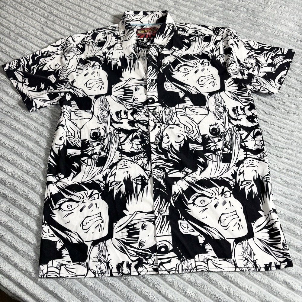 FRESH PRINTS Tokyo Anime Button Shirt - M - All‎ Over Print Art Japan Manga RARE